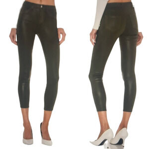 L’agence Margo High Rise Skinny Army Green Gold Coated Stretch Jeans size 25